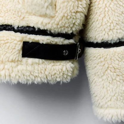 Kvinnors Lång Teddyjacka Fleece Elegant Värmande-4