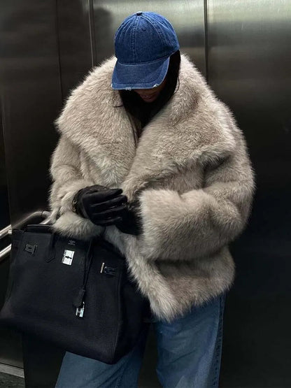 Variant image for Lång Vinterrock Dam Avslappnad Design Polyester-Ull-1