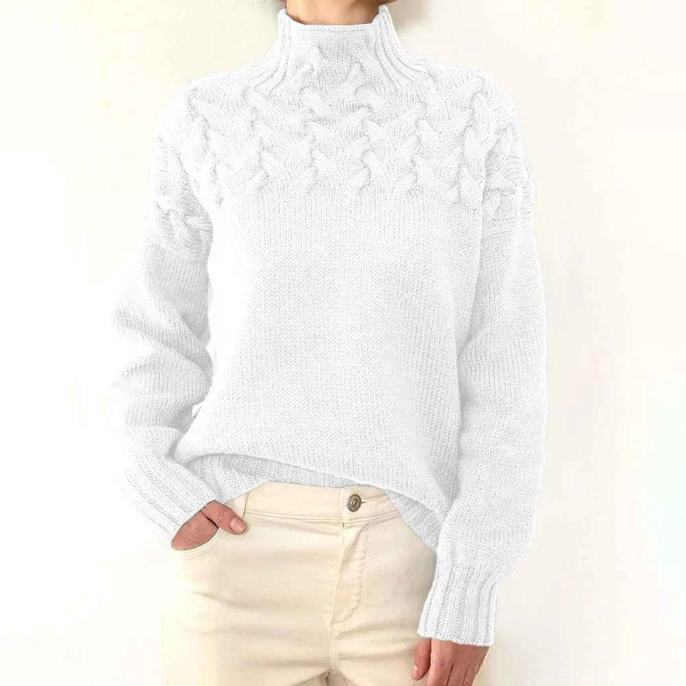 Dam Turtleneck Tröja Löst Snitt 3D-Struktur Akryl 21