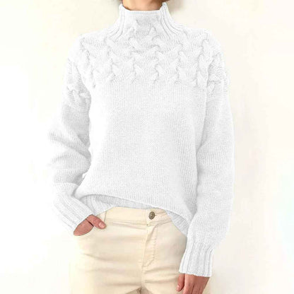 Dam Turtleneck Tröja Löst Snitt 3D-Struktur Akryl 21