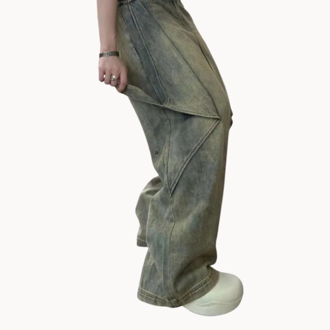 Dam Baggy Jeans Flerskiktad Bomull-6