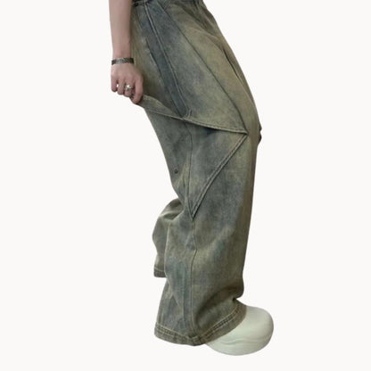 Dam Baggy Jeans Flerskiktad Bomull-6