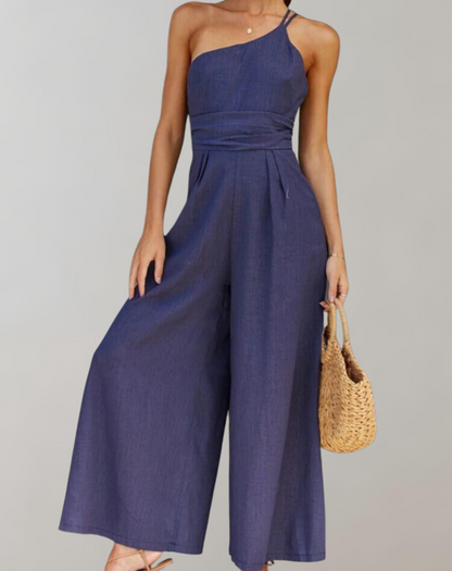 Sommarklänning Dam Axellös Diagonal Design Högkvalitativt Tyg-4