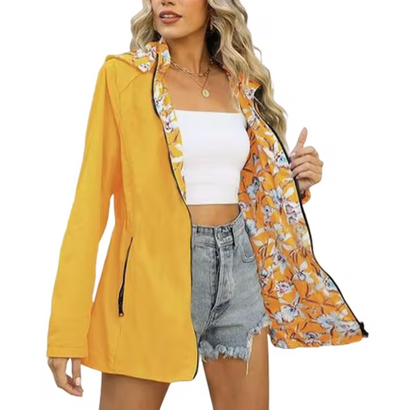 Damjacka Reversibel Polyester med Färgglada Mönster-4