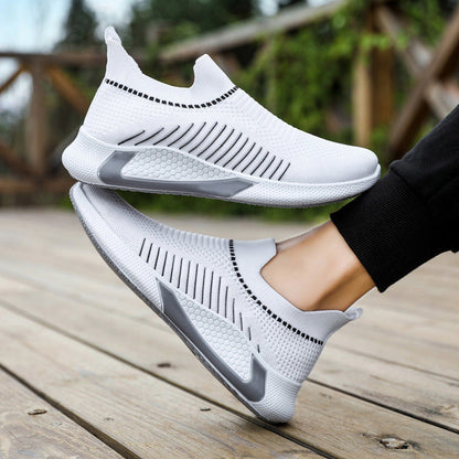 Herrens Sportiga Sneakers Slip-On Stickat Övre Material-1