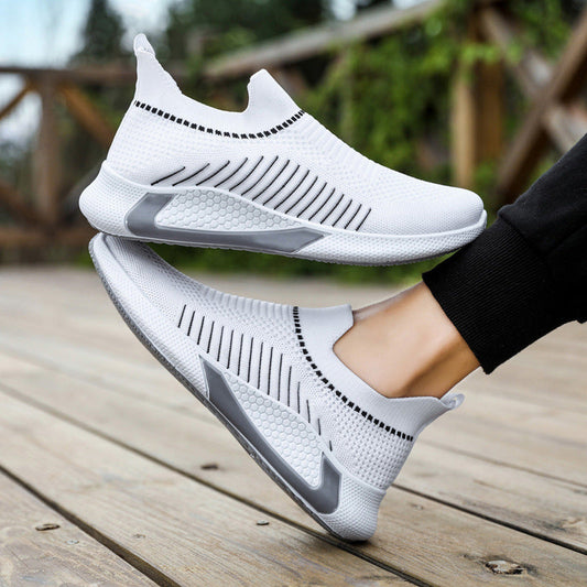 Herrens Sportiga Sneakers Slip-On Stickat Övre Material-1