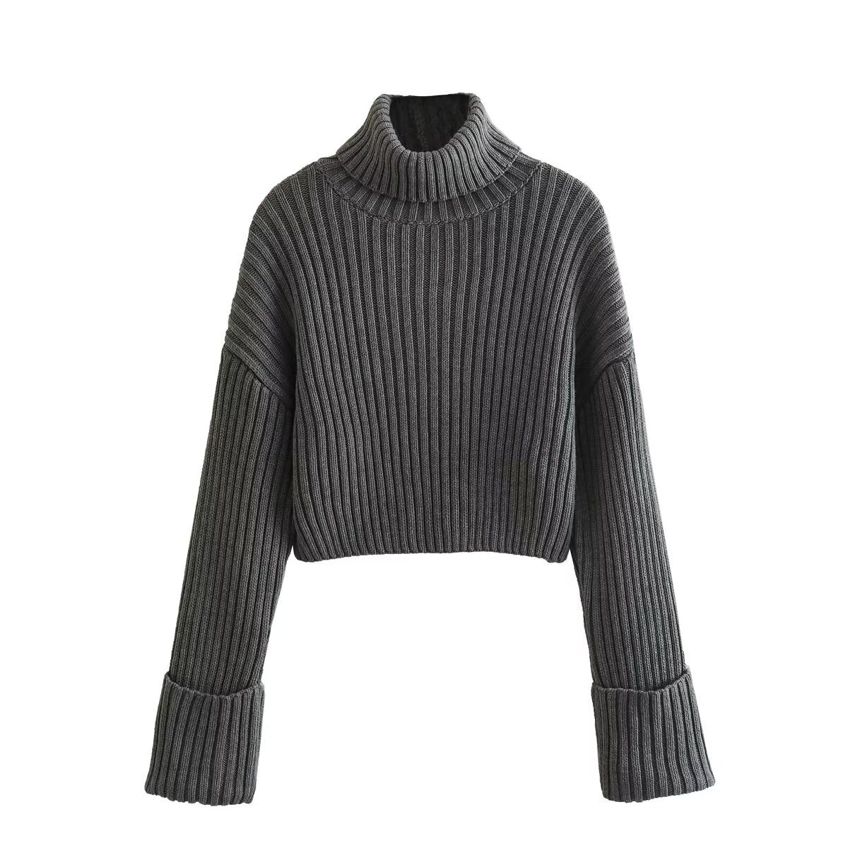 Dam Turtleneck Tröja Ribbad 100% Akryl Komfortabel Stil-1