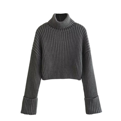 Dam Turtleneck Tröja Ribbad 100% Akryl Komfortabel Stil-1