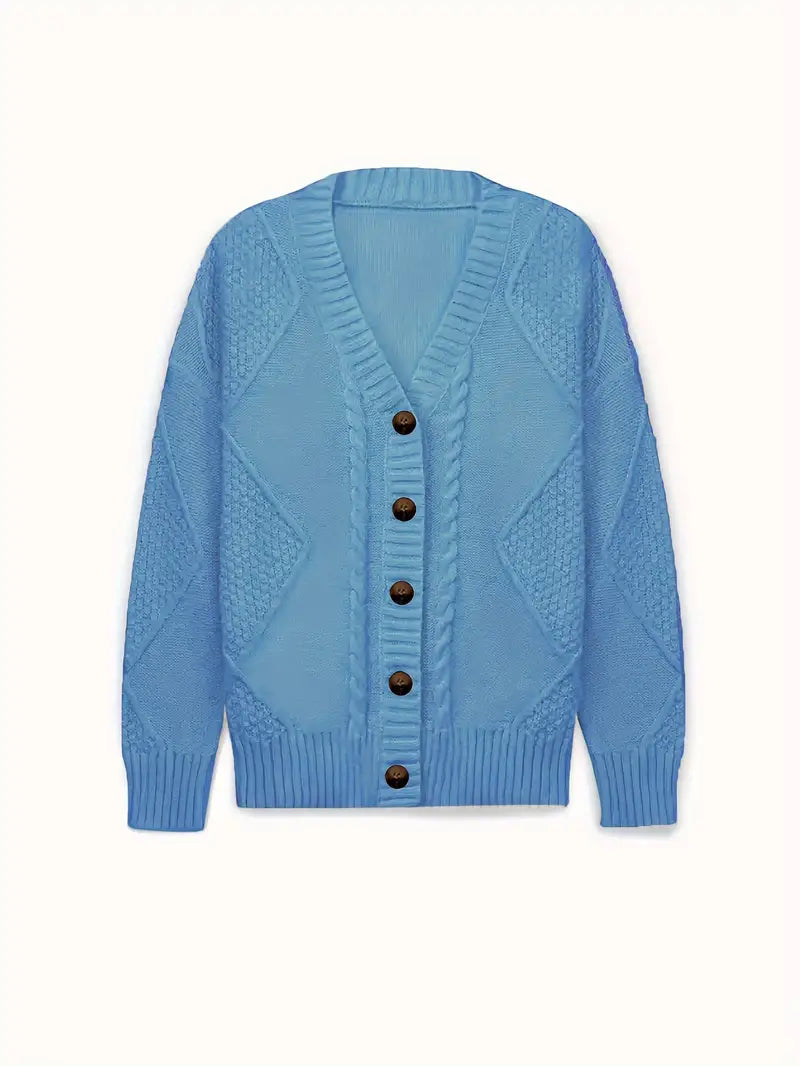 Lång Kofta Dam Avslappnad V-ringning Mjuk Material-6