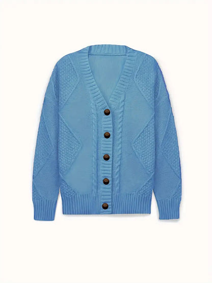 Lång Kofta Dam Avslappnad V-ringning Mjuk Material-6