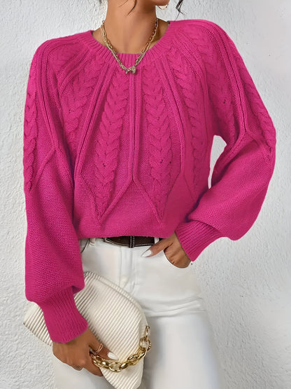 Variant image for Dam Stickad Tröja Kabelstickad Cirkulär Halsringning Akrylblandning-49