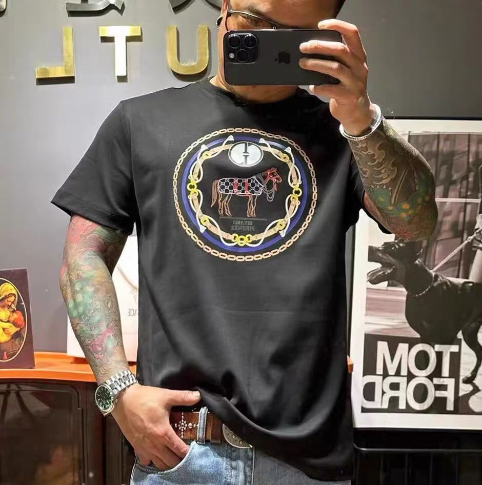 Herr T-shirt Djurmönster Standardstil Bomull 1