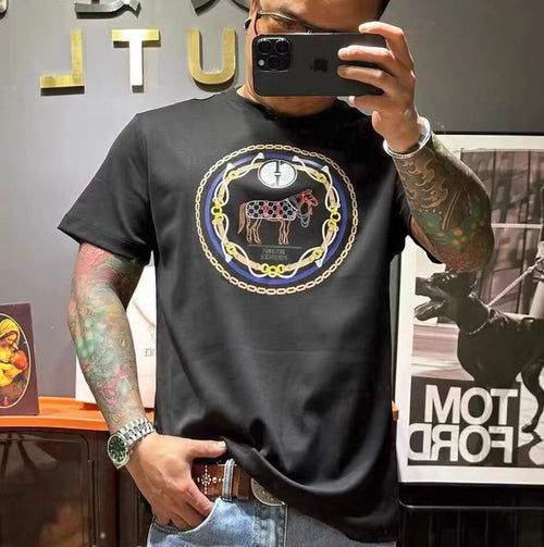 Herr T-shirt Djurmönster Standardstil Bomull 1