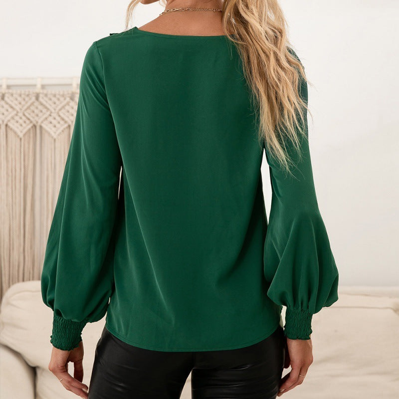 Dam Skjorta Långärmad Modern Polyester-5