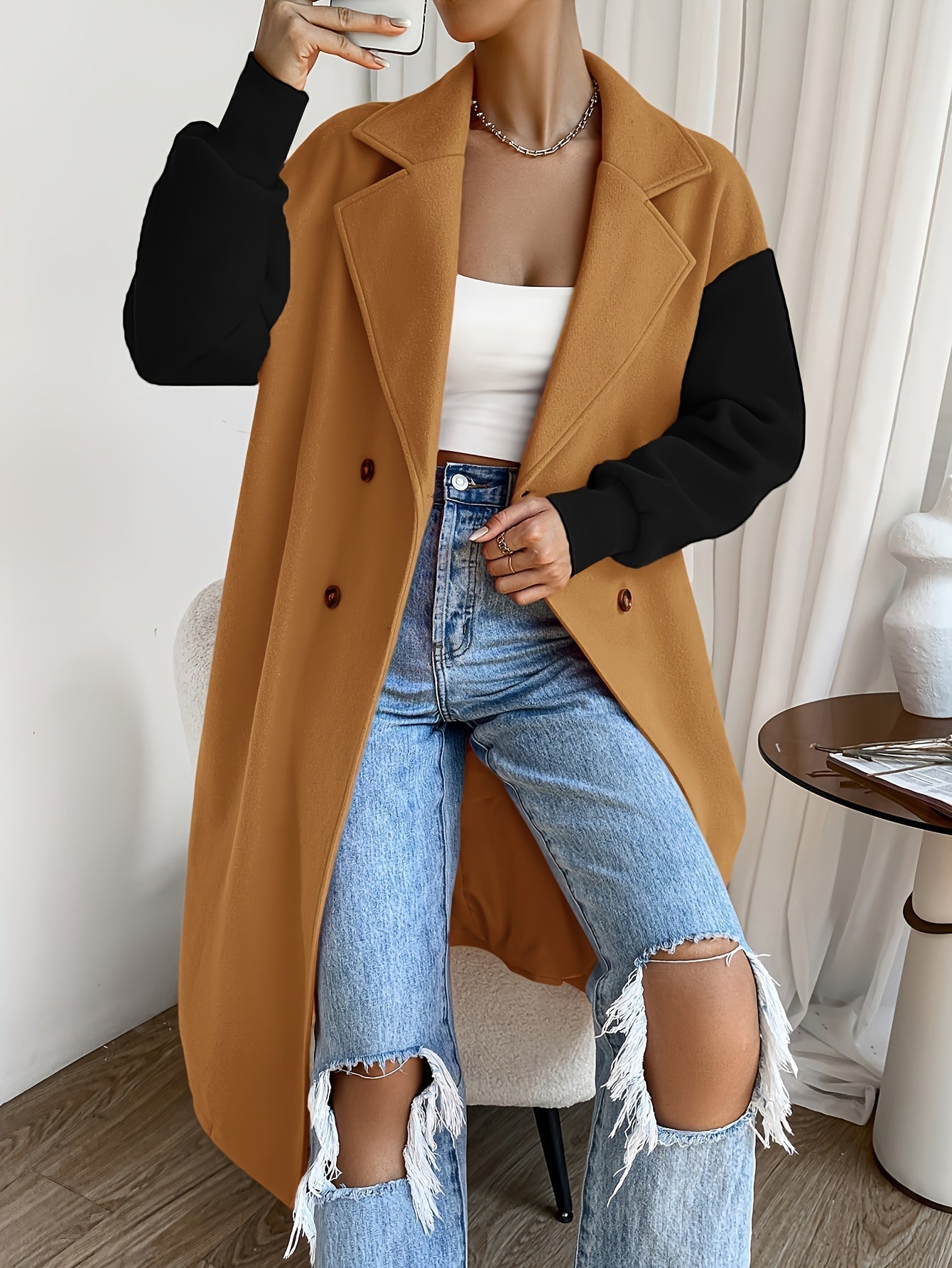 Dam Trenchcoat Vindtät Design med Bälte i Högkvalitativt Material-4