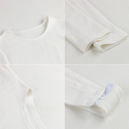 Dam Bodysuit Långärmad V-hals Monokrom Polyester och Bomull 4