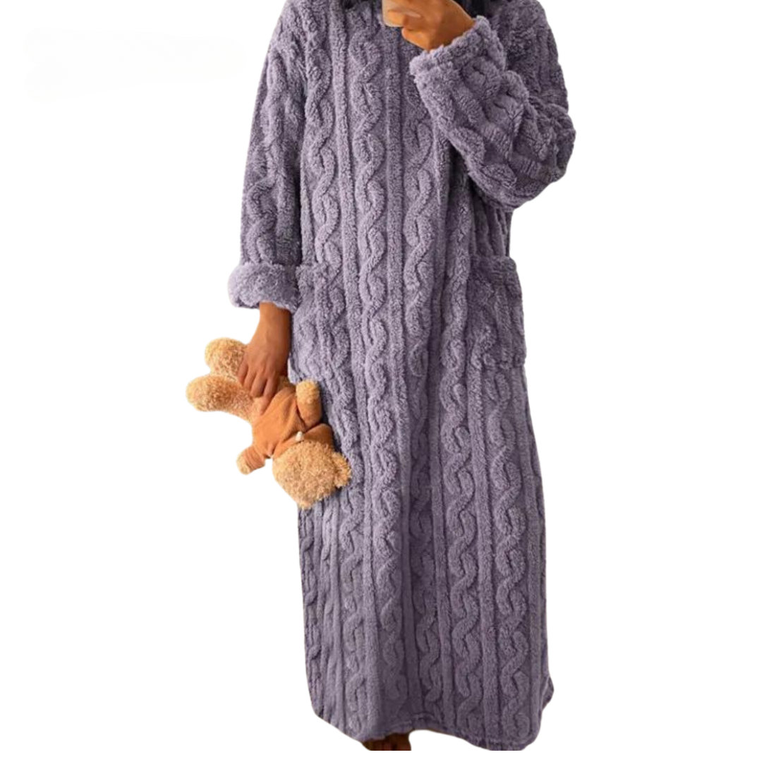 Variant image for Dam Maxi Klänning Kabelstickad Lång Ärmar Mjuk Akrylblandning-13