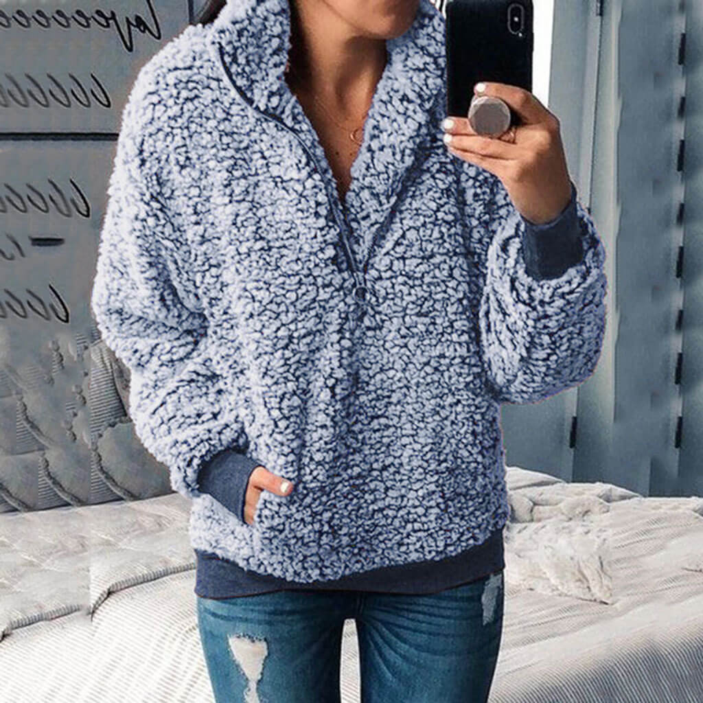 Dam Hoodie Mjuk Isolerande Polyester Avslappnad Passform-2
