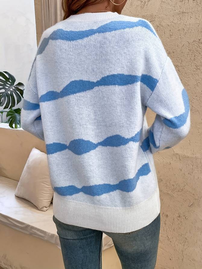 Dam Skjorta Randig Krage Mjuk Bomull Elegant Blus-4