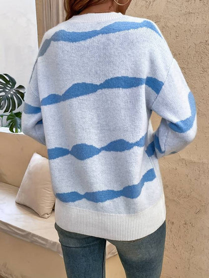 Dam Skjorta Randig Krage Mjuk Bomull Elegant Blus-4