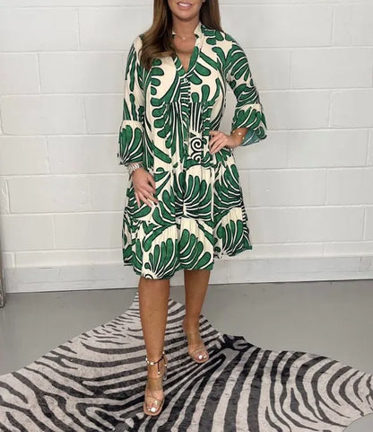 Sommarklänning Dam V-ringning Blommönster Lätt Material-5