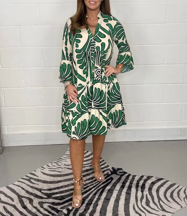 Variant image for Sommarklänning Dam V-ringning Blommönster Lätt Material-13