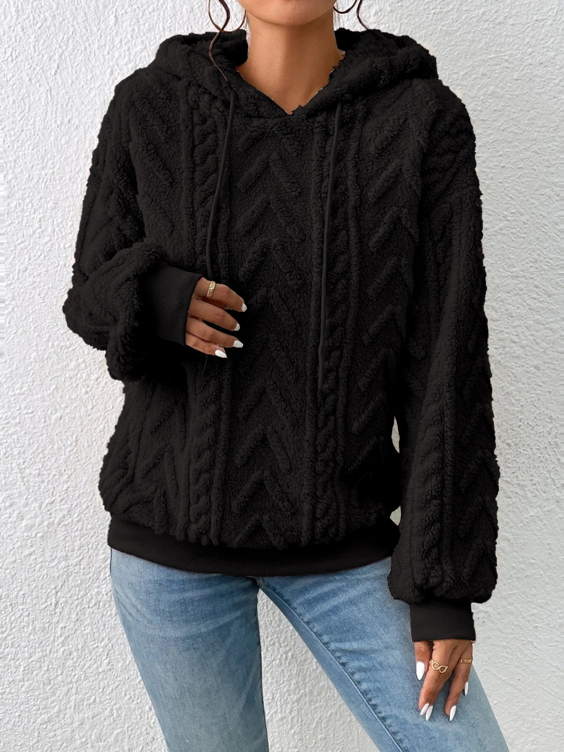 Kvinnor Hoodie Avslappnad Design Mjuk Tygblandning-6