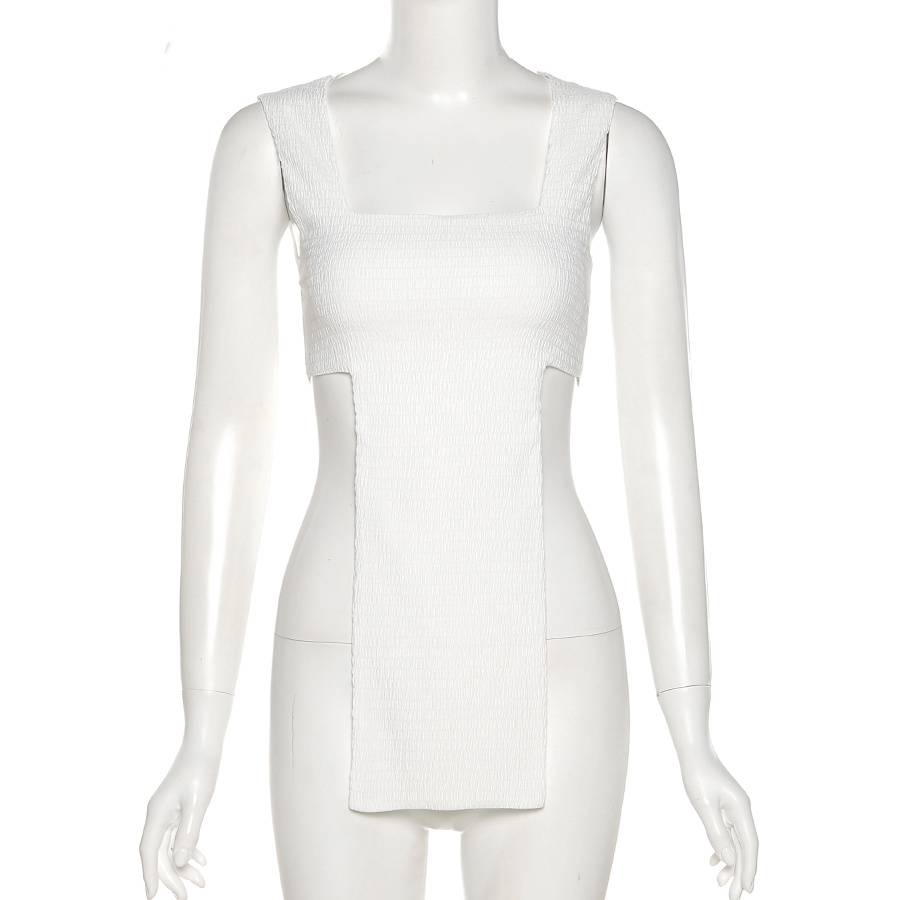 Festtoppar Dam Asymmetrisk Design Polyester Spandex-5