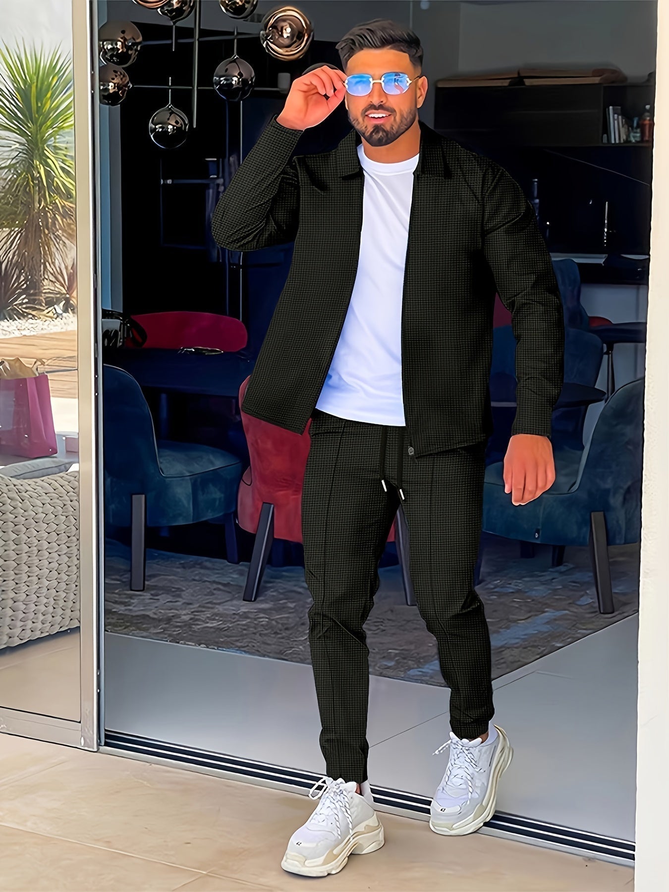 Variant image for Mäns Träningsdräkt Full Zip Bomull Casual-9
