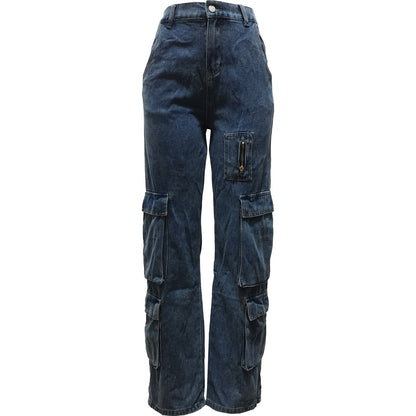 Dam Jeans Raka Snitt Bomull Komfortabel Passform-1
