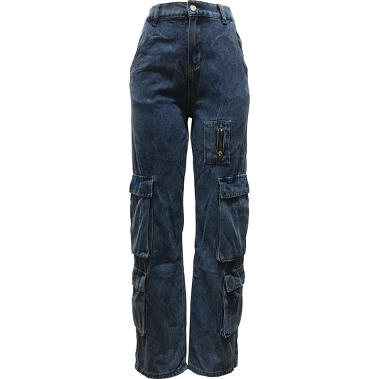 Dam Jeans Raka Snitt Bomull Komfortabel Passform-1