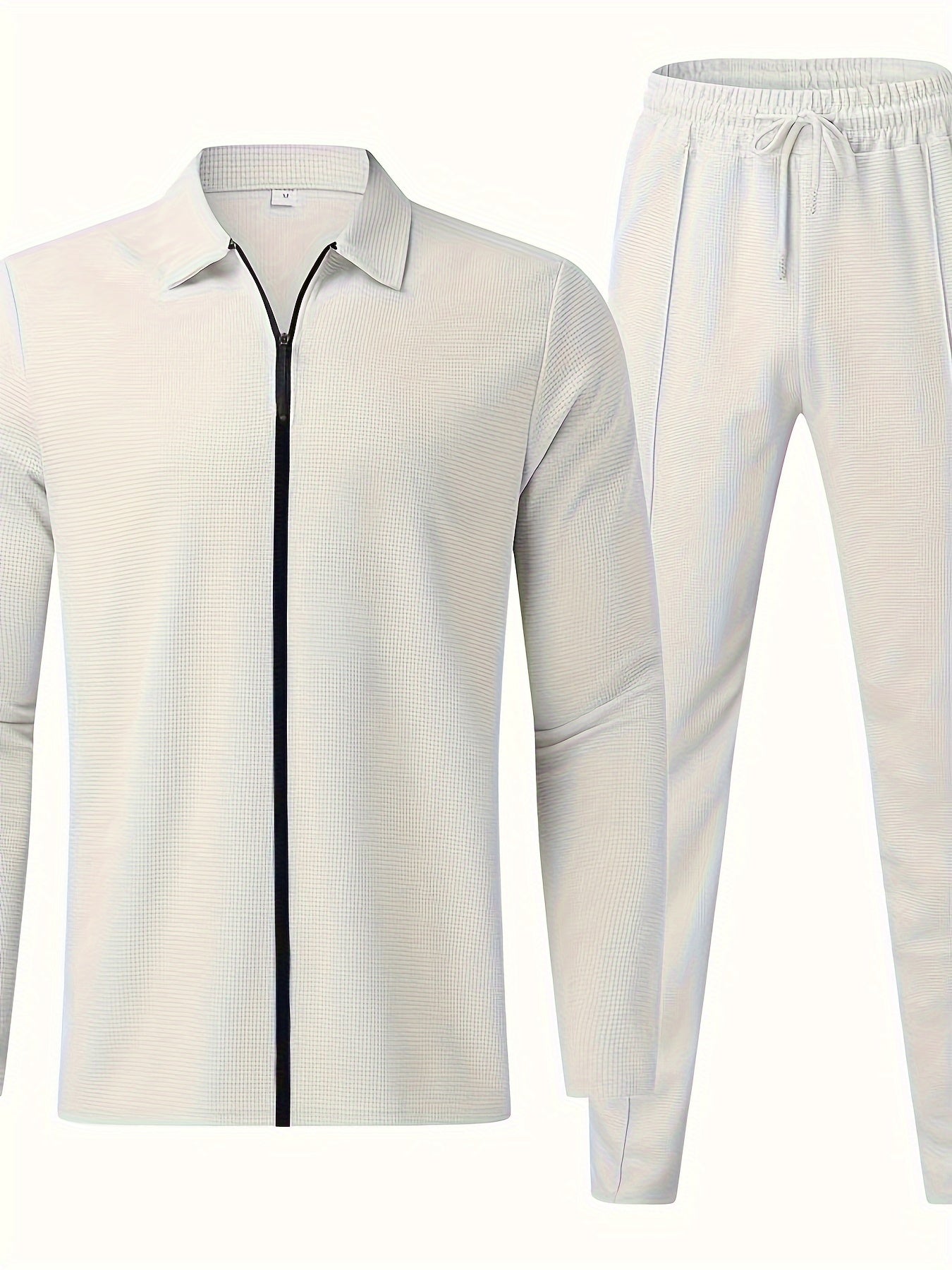Mäns Träningsdräkt Full Zip Bomull Casual-4
