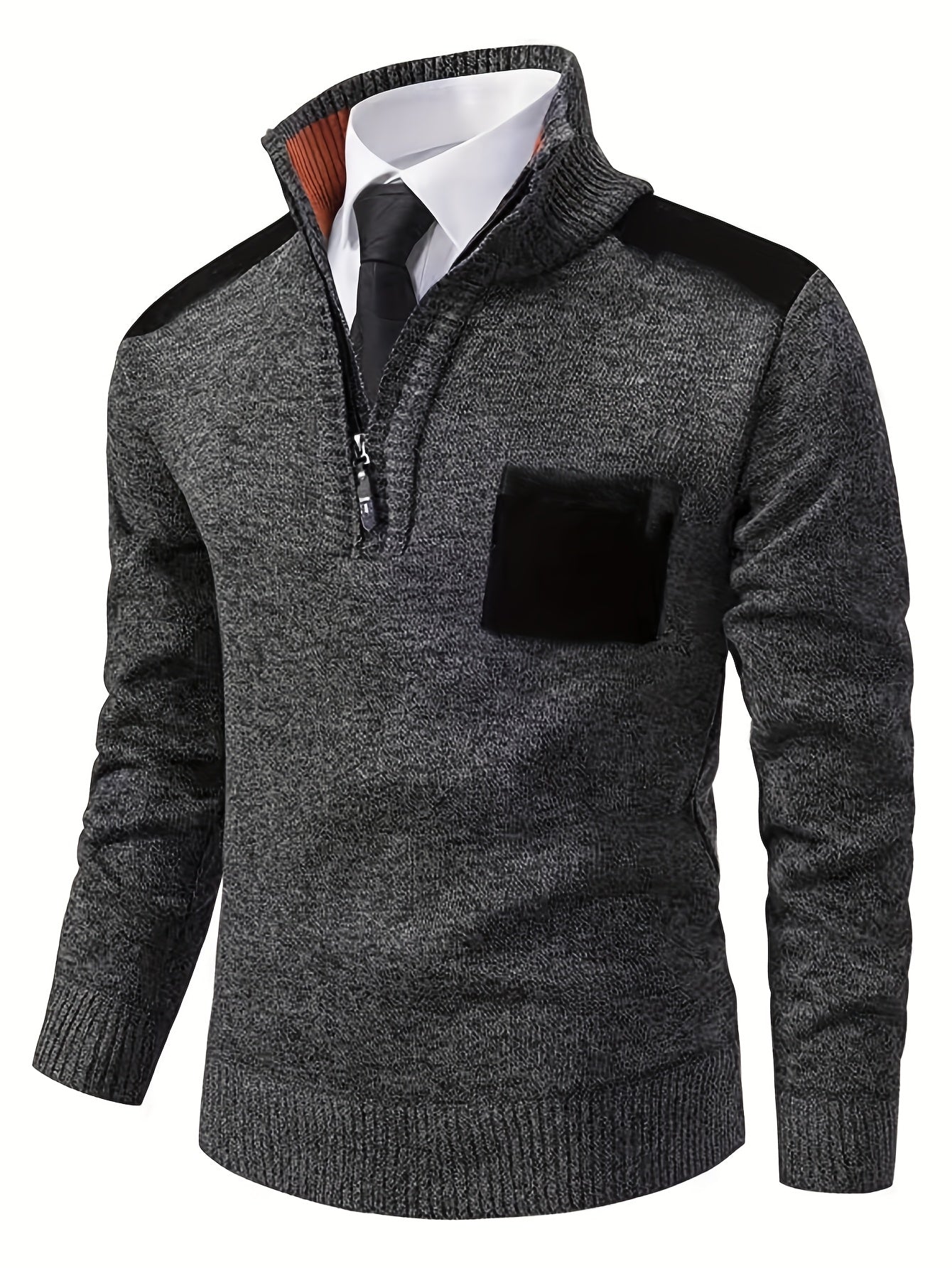 Dam Tröja Färgblockdesign med Kvart Blixtlås och Stand-Up Krage i Flexibelt Tyg-6