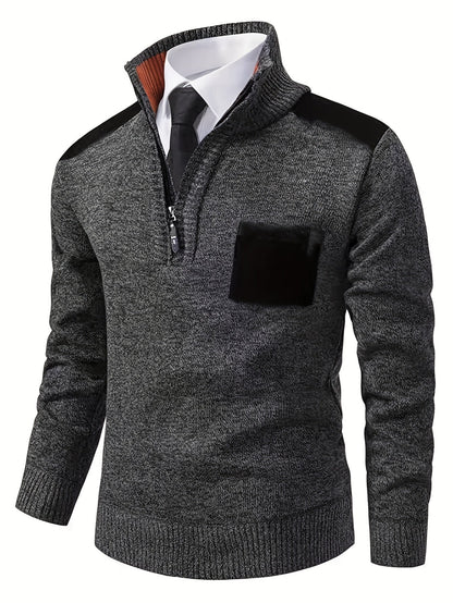 Dam Tröja Färgblockdesign med Kvart Blixtlås och Stand-Up Krage i Flexibelt Tyg-6