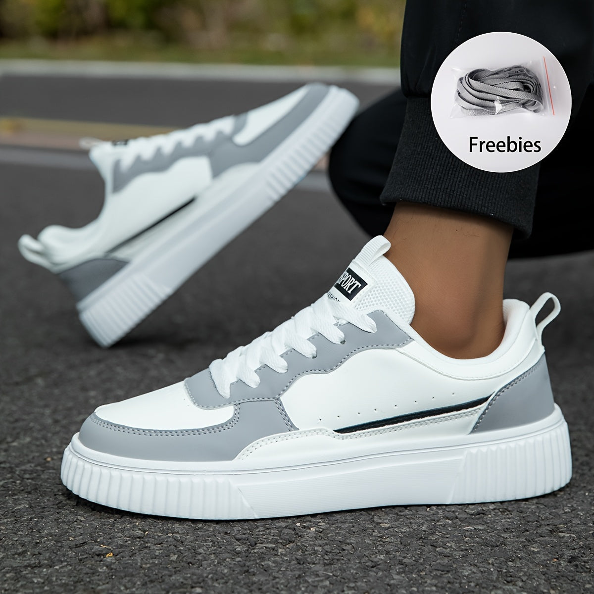 Herr Sneakers Vintage Låg Top Snörning Textil-4