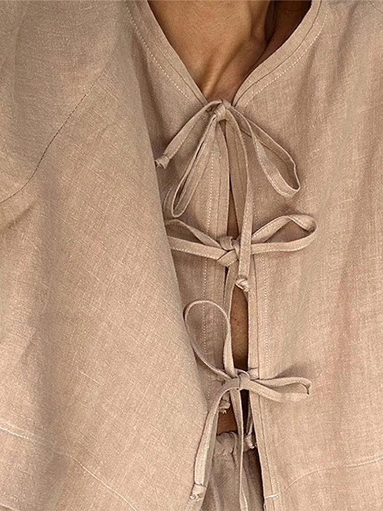 Dam Stickklänning Broderad Kontrastfärger Stickmaterial-3