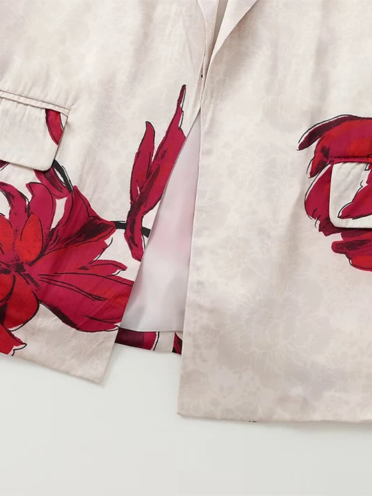 Elegant 2-delad Damuppsättning med Chic Topp och Matchande Byxor – Högkvalitativt Tyg, Flera Mönster och Färger 3