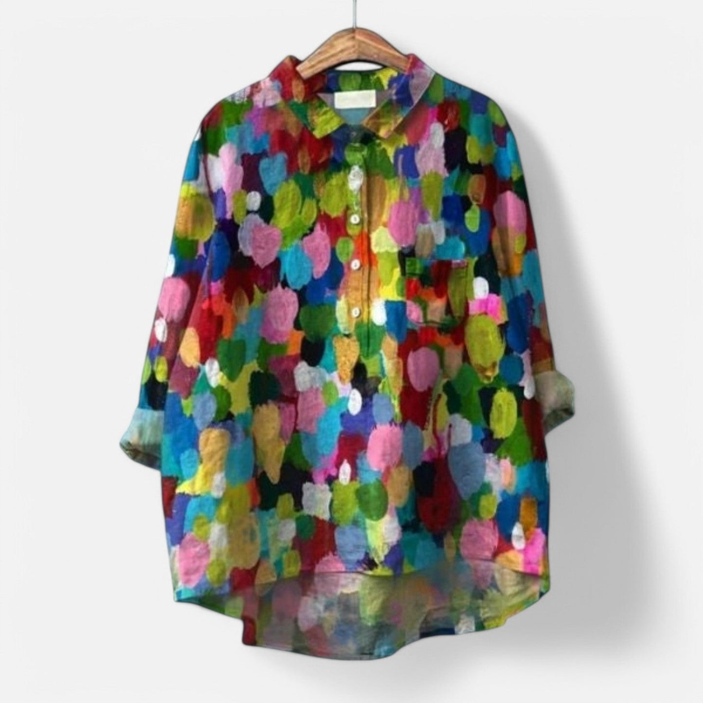 Dam Blus Blommönster Elegant Polyester-6