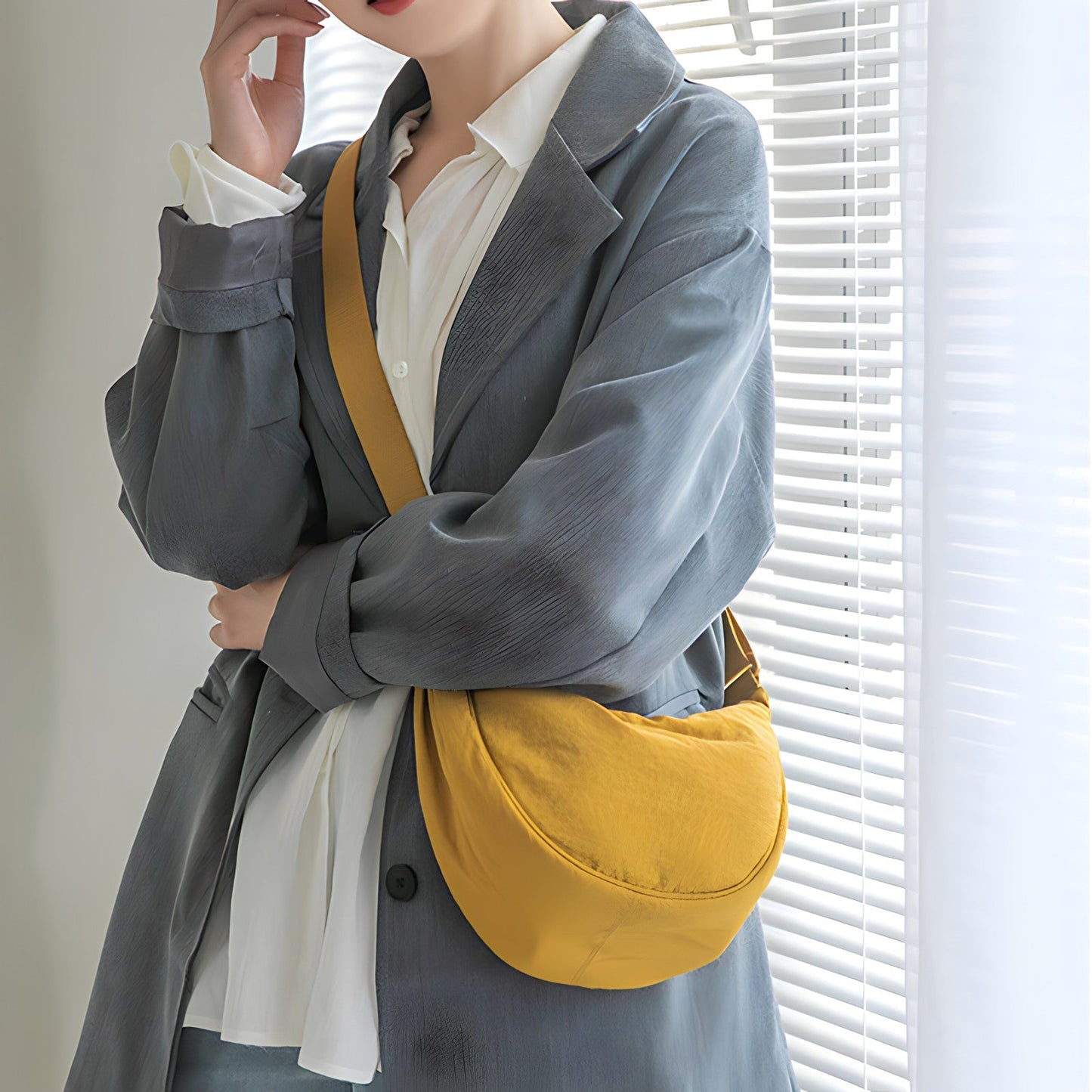 Kvinnors Crossbody Väska Halvmåneformad Nylon Justerbar Axelrem 6
