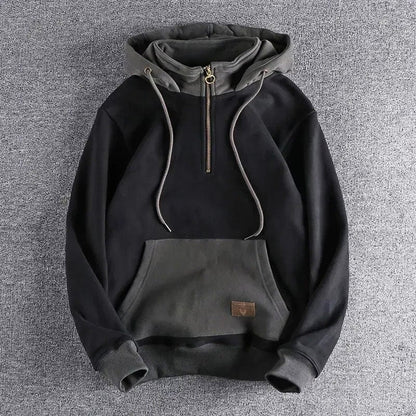 Hoodie Herr Tvåfärgad Design med Huva i Mjuk Bomull 6