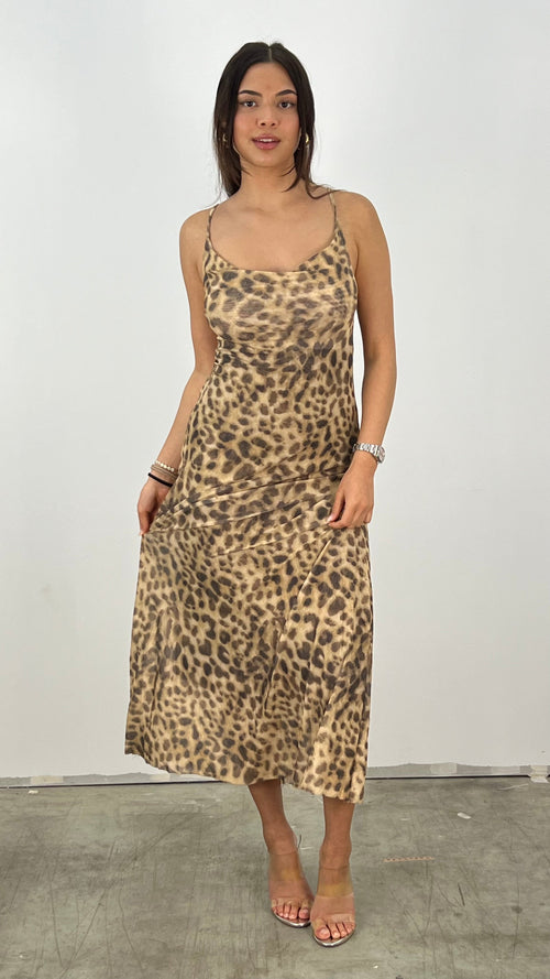Dam Klänning Avslappnad Passform Leopardmönster Polyester-1