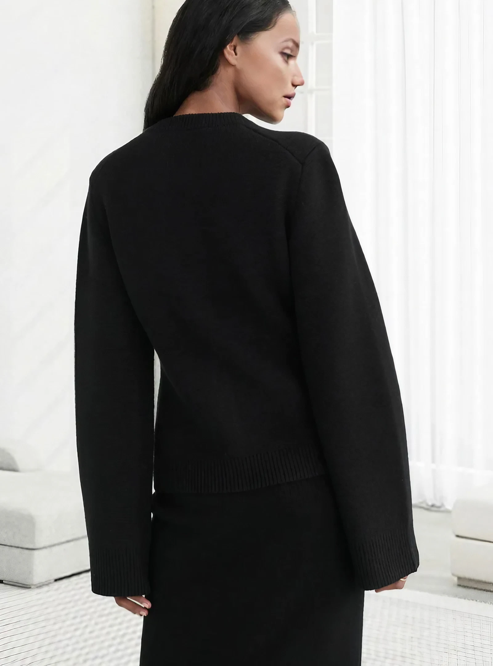 Dam Cardigan Med Knäppning Mjuk Tyg-5