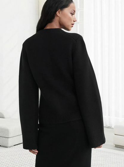 Dam Cardigan Med Knäppning Mjuk Tyg-5