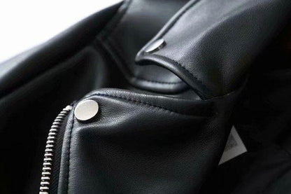Dam Skinnjacka Långärmad Elegant Läder 6