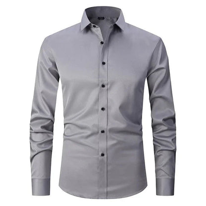 Herrskjorta Stretch Slim Fit i 3D-Vävt Polyester – Andningsbar och Rynkfri, Perfekt för Vardags och Formella Tillfällen 16