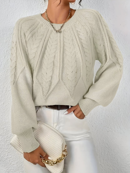 Variant image for Dam Stickad Tröja Kabelstickad Cirkulär Halsringning Akrylblandning-37