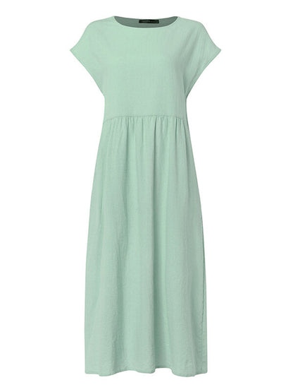 Variant image for Maxiklänning Dam Kortärmad Bomull Sommar Elegant-25