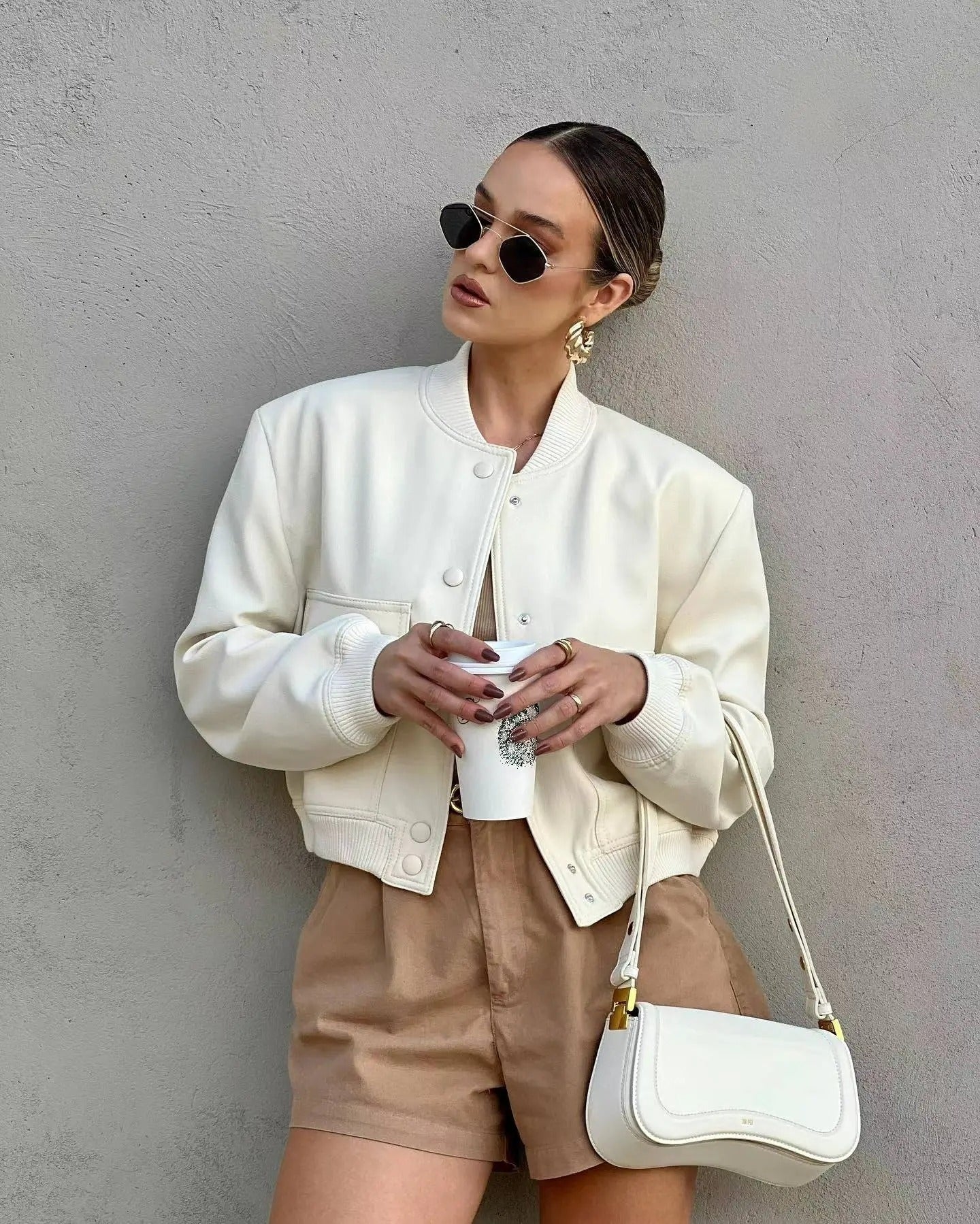 Damjacka Höststil Elegant Polyester med Praktiska Fickor-1