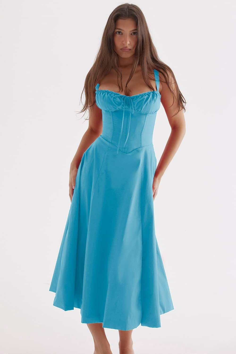 Variant image for Kvinnors Midi Klänning Spaghetti Band Högkvalitativt Tyg-36