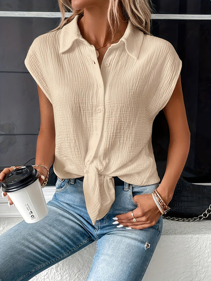 Kvinnors Linneblus Strukturerad 100% Linne-2